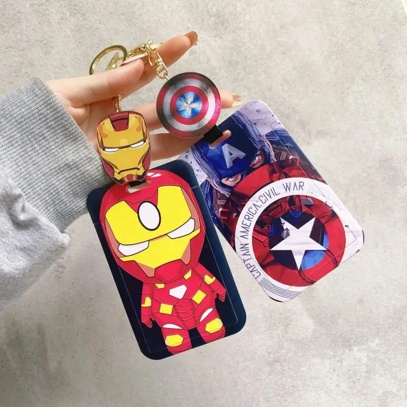 

The Avengers Spider Man Captain America Acrylic Stretchable Student Meal Card Protective Case Keychain Waterproof Wear Resistant