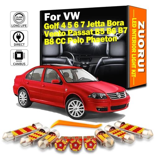 ZUORUI para Volkswagen VW Golf 4 5 6 7 Jetta Bora Vento Passat B5 B6 B7 B8 CC Polo Phaeton bombilla LED para coche Kit de luz Interior Canbus