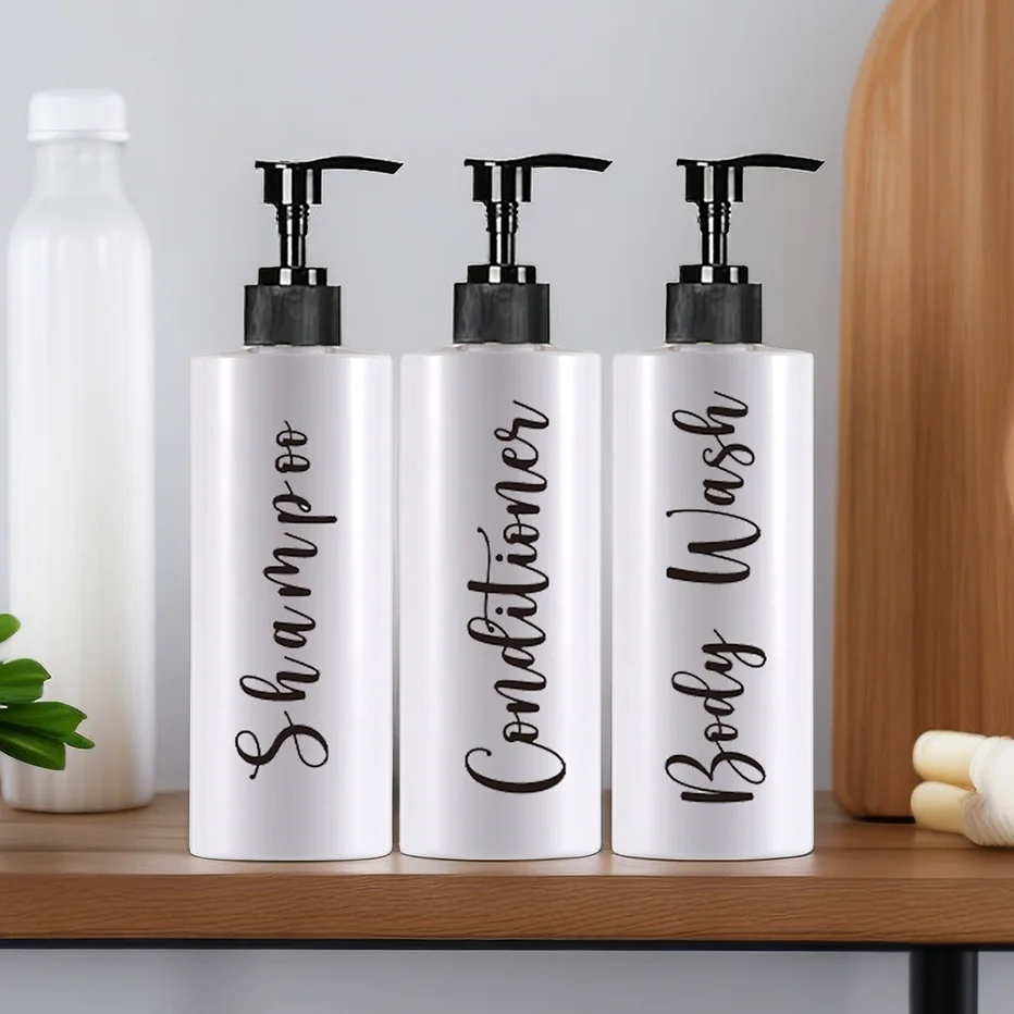 500ml Soap Dispenser Bottle Shampoo Shower Bottle with Bamboo and Wood Pump Head Durable Refillable Containers for Liquid Soap