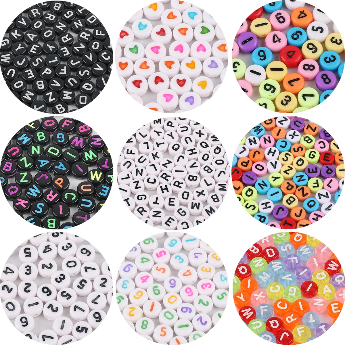 100/200/500PCS White Color Acrylic A-Z 26 Letter Beads Round Loose Spacer Alphabet Beads for Jewelry Making Diy Bracelet Accesso