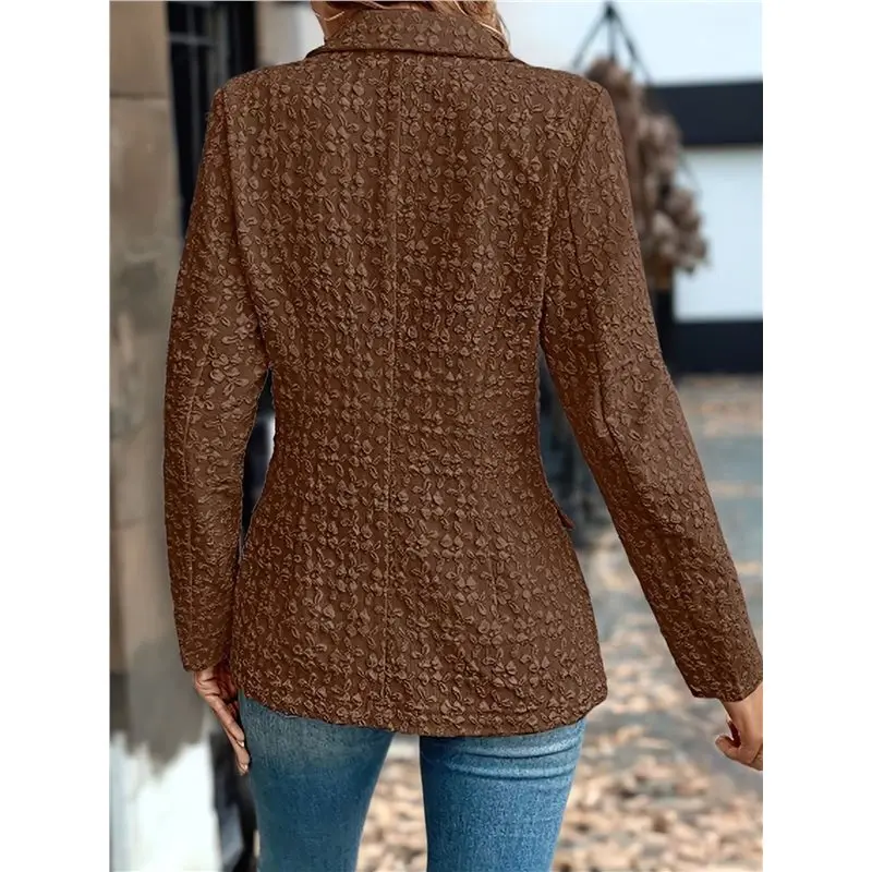 CYL-Blazer con cuello en V para mujer, doble botonadura, manga larga, solapa, traje de trabajo de negocios para el lugar de trabajo