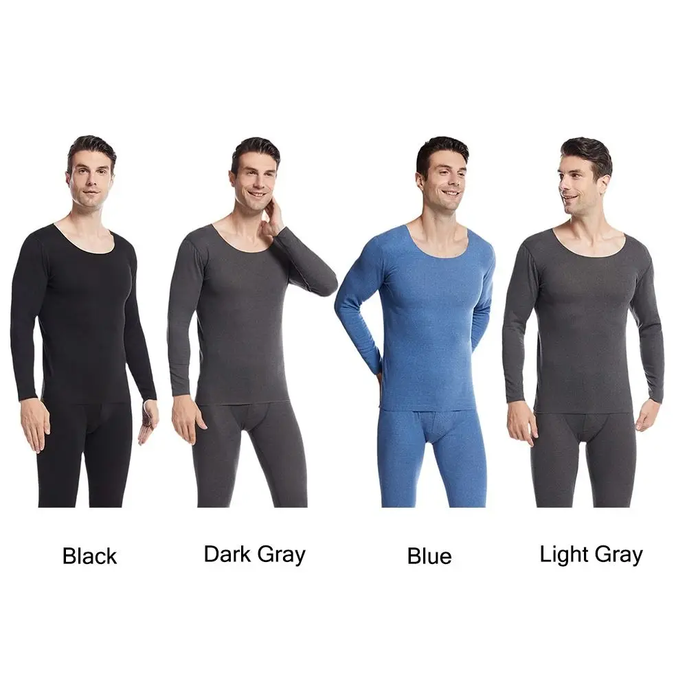 Men\'s Thermal Long Johns Top Bottom Underwear Full Set Soft Double Face Winter High - Elasticity Underwear Set for Men