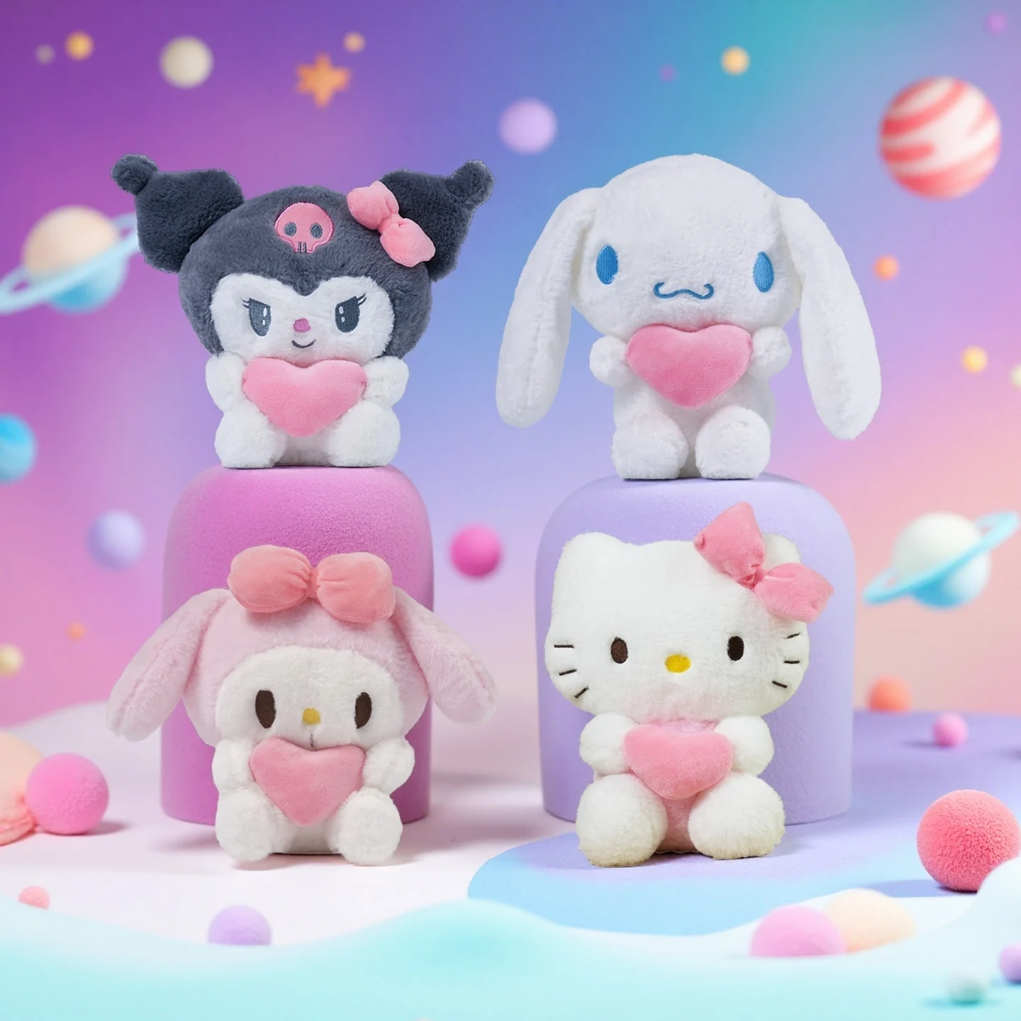 

Sanrio 5pcs Cute Hello Kitty Kuromi Melody Jade Guigou Hugging Love Plush Doll Birthday Party Gift Christmas Gift