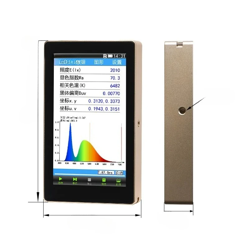 

Rainbow spectrum light color, spectral radiometer, handheld spectrometer, color temperature wavelength irradiance tester