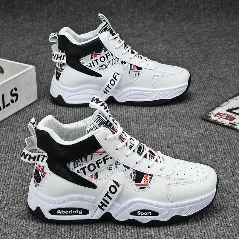 

Men's High-top Sneakers Luxury Leather Vulcanized Shoes Fashion Outdoor Casual Shoes for Men Designer High Top Skateboard Shoes