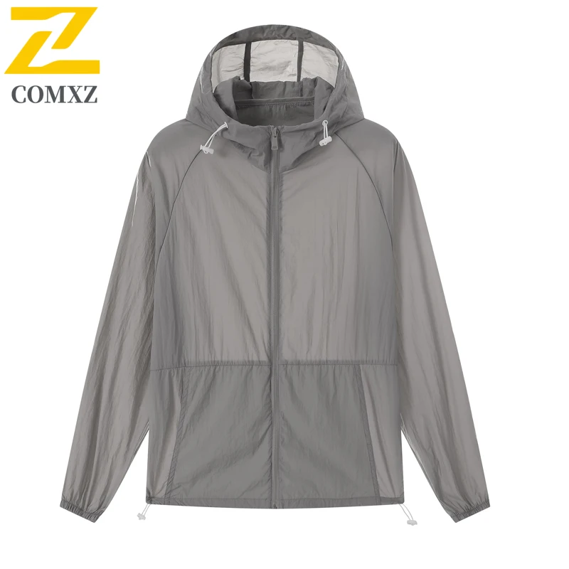

Summer UV Skin Coats Men Casual Trendy Ultra Light Breathable Waterproof Windbreaker Jacket Cycling Camping UPF50+ Hooded Coat