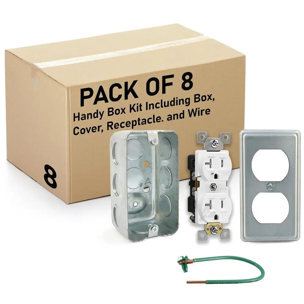 

Комплект из 8 розеток: электрическая коробка 2x4 дюйма, двойная розетка 2x4 дюйма с крышкой, защита от несанкционированного доступа, 20 А, двойная розетка-розетка.