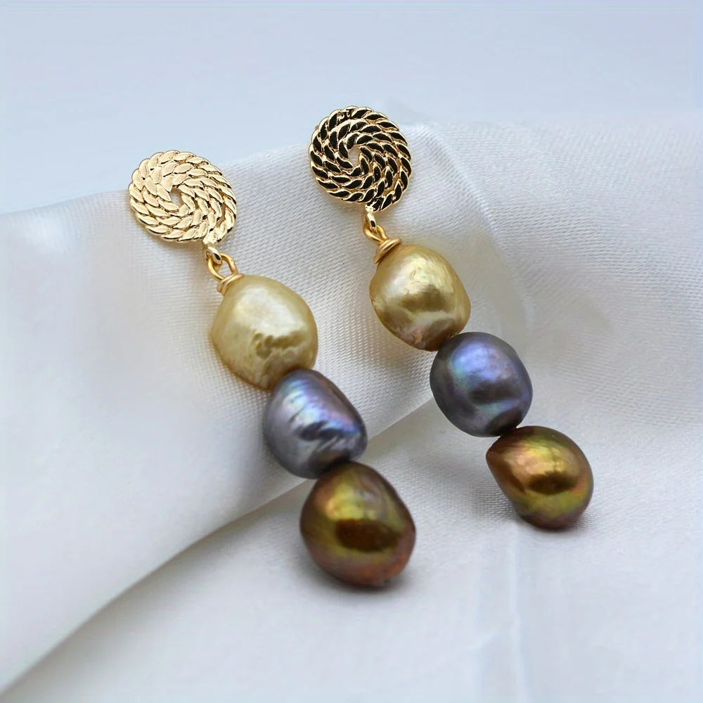 Vintage Women\'s Earrings Multicolor Natural Pearls Irregular Baroque Pearl Pendants Long Wedding Accessories Fashion Gifts