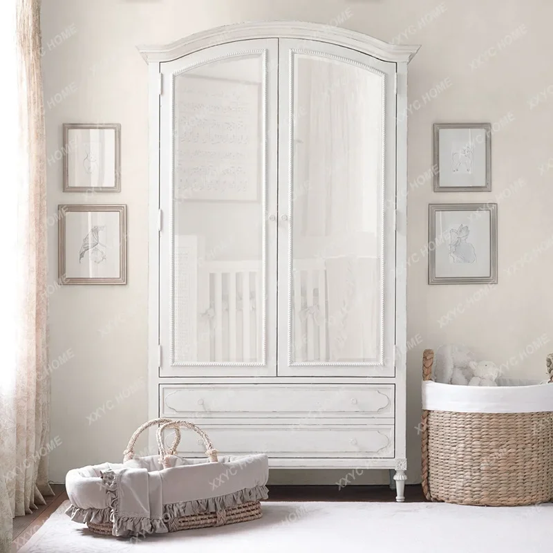 

KAmerican country French retro solid wood wardrobe British hand-carved locker