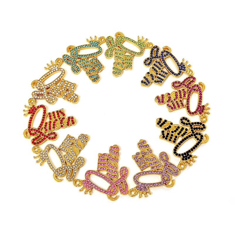 

10pcs His Queen Rhinestone Letter Charms for Bracelet Bangle Jewelry Making DIY Accessories Wholesale LTC0207-LTC0210