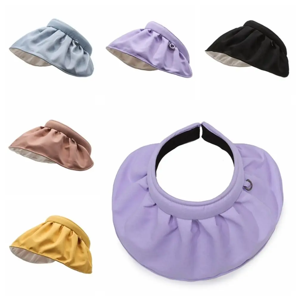 

Summer Sweet Sun Protection Cap Headband Topless Female Shell Hat UV Protection Wide Brim Foldable Visor Cap Girls