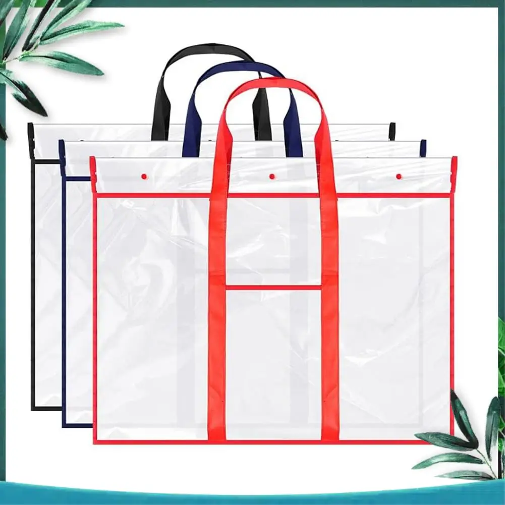(NEW) 3 Pack Large Poster Storage Bag Bulletin Board Holder Art PVC Folder With Pocket Transparent Art Portfolio Organizer