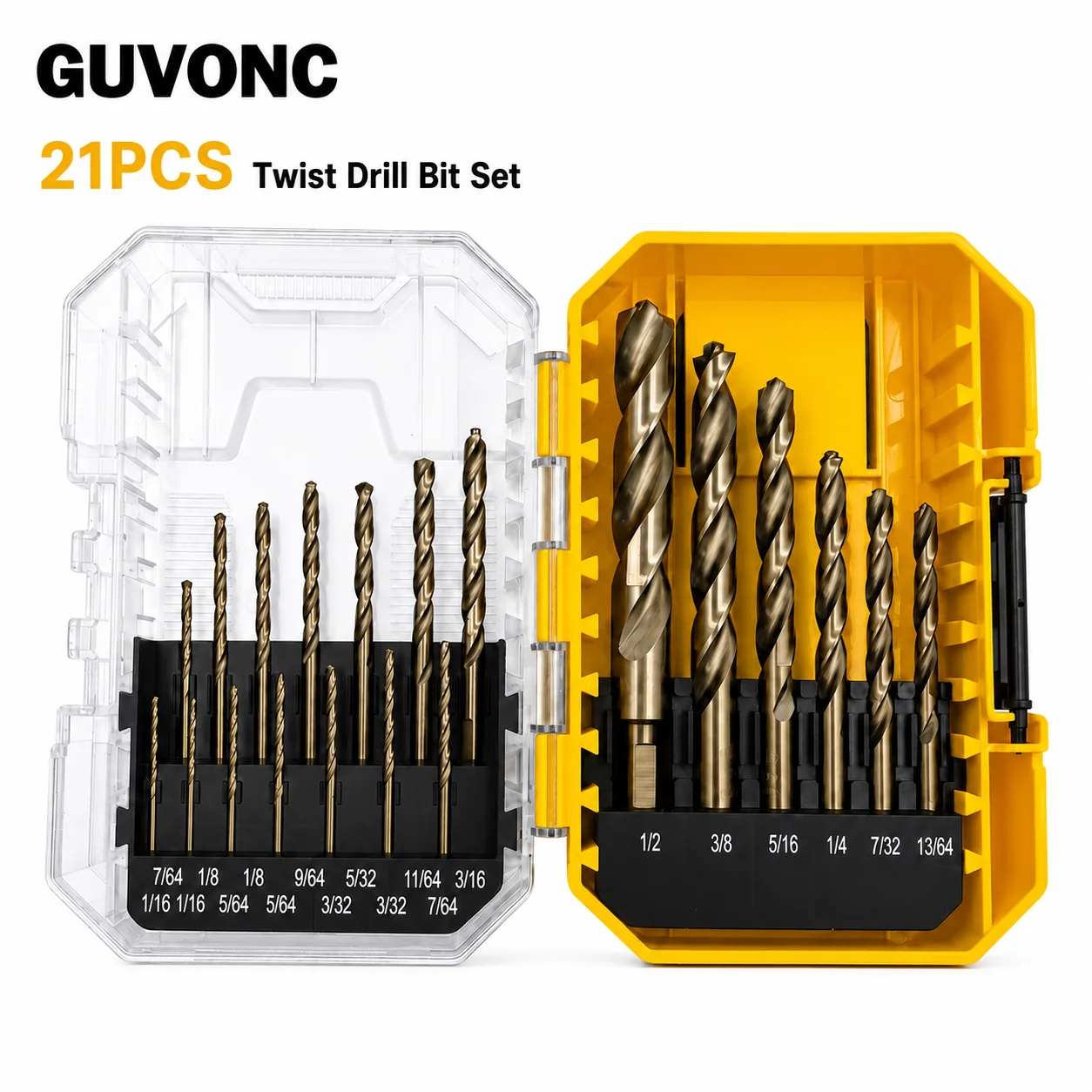 20Pcs Cobalt Twist Drill Bit Set 1/16