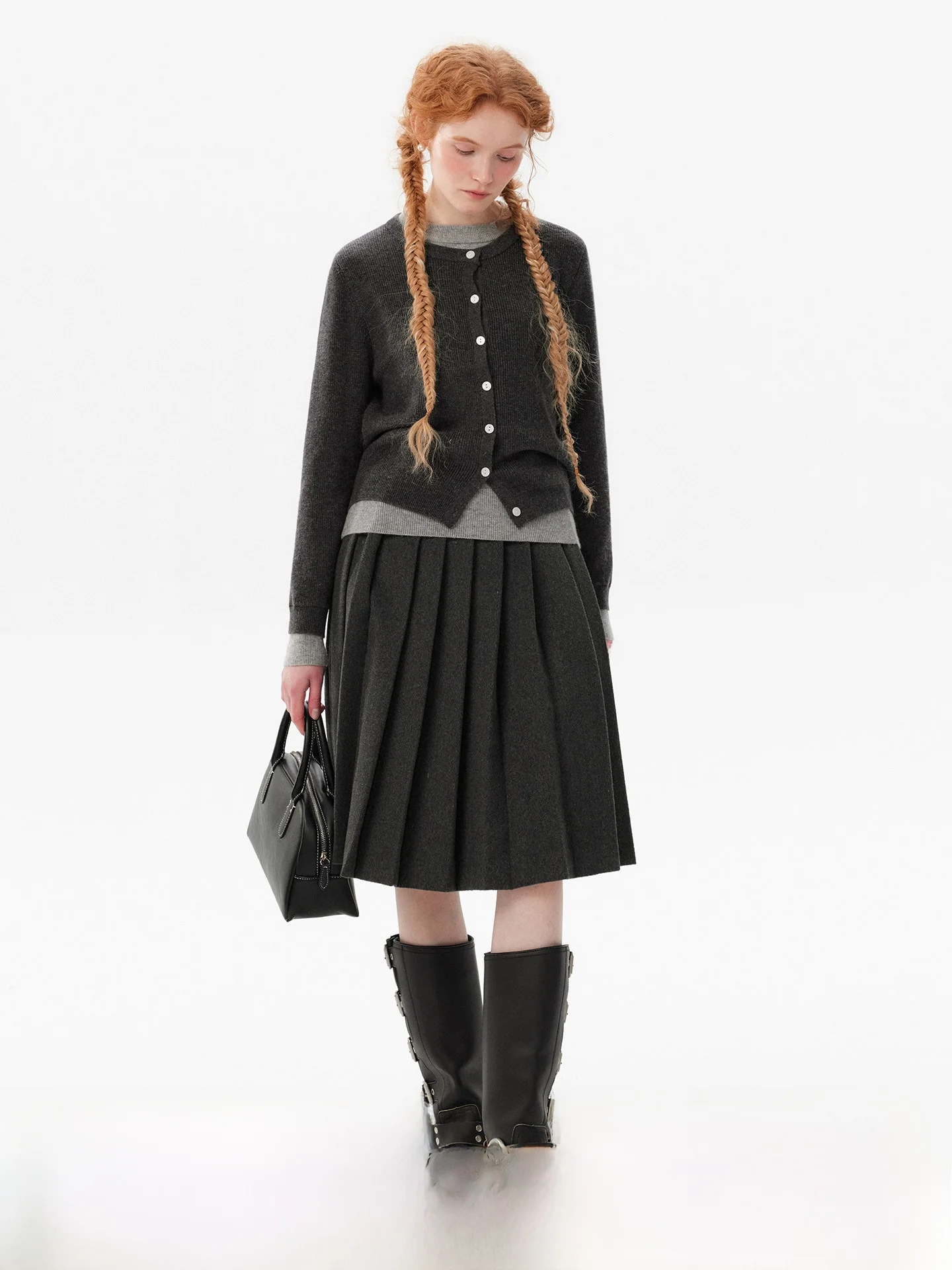 

Шерстяная юбка А-силуэта с высокой талией для женщин, новая коллекция весна-осень, удлиненная, с эффектом высокой посадки