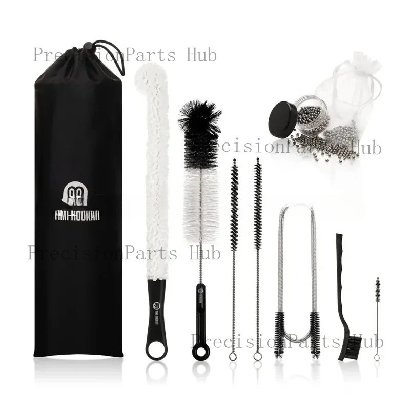 Water hookah cleaning brush 8-piece set with drawstring bag for easy storage, all accessories can be cleaned in place
