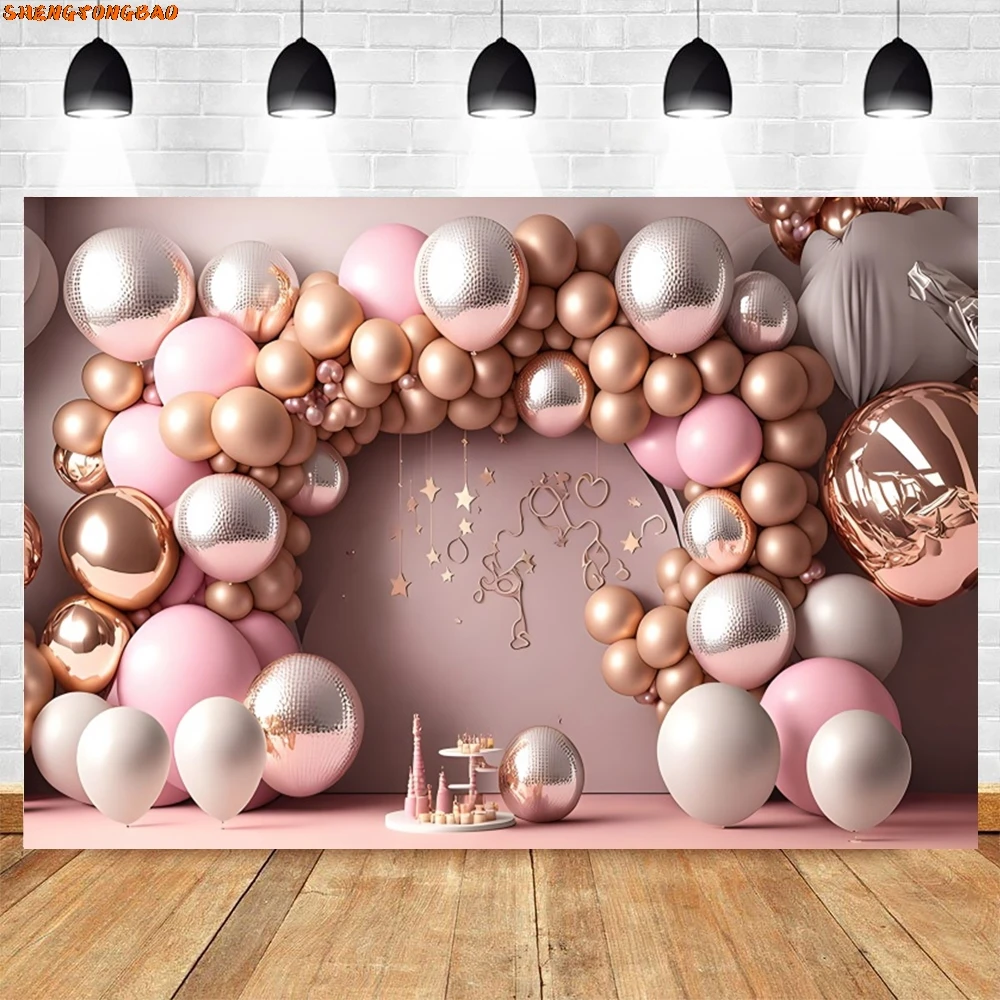 

Candy Colorful 3D Balloon Arch Backdrops Princess Castle Baby Birthday Party Cake Smash Decor Photography Background Photo Props