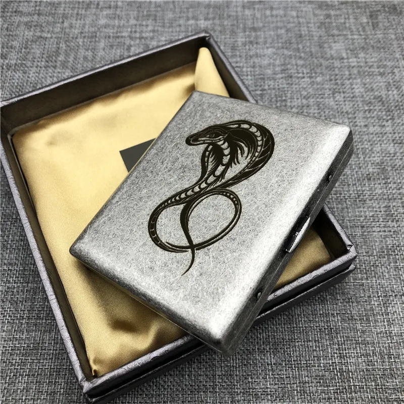 The Cobra Brass Cigarette Case Old Silver Copper Color Vintage Cigarette Boxes DIY