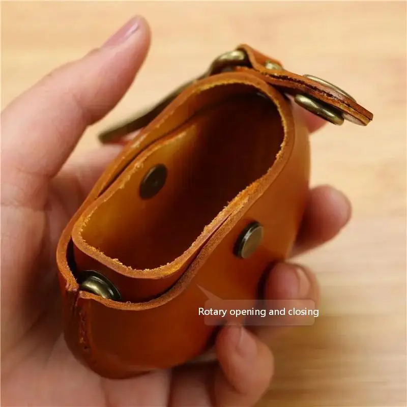 Handgefertigte Aufbewahrungstaschen, Echte Leder-Rundtaschen, Tragbare und Kreative Bluetooth-Kopfhörer-Etuis, Hochwertige Geschenkboxen – Detail 4