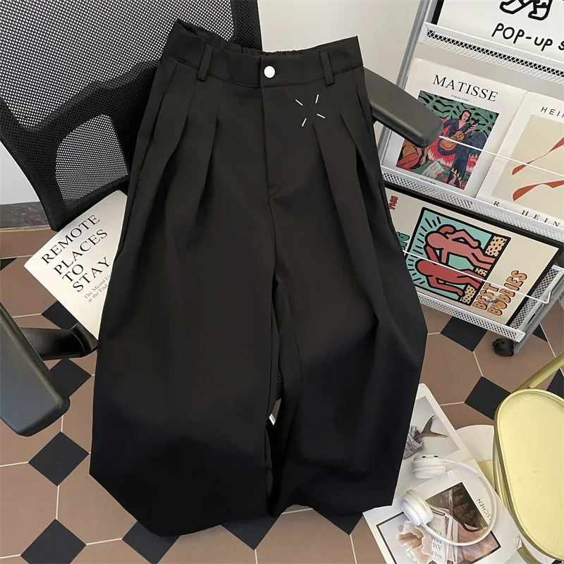 

Fall Faion Men's Wide Leg Pants Draped Ele Loose Straight Casual Trousers Teenagers' ular Sle Youthful Look