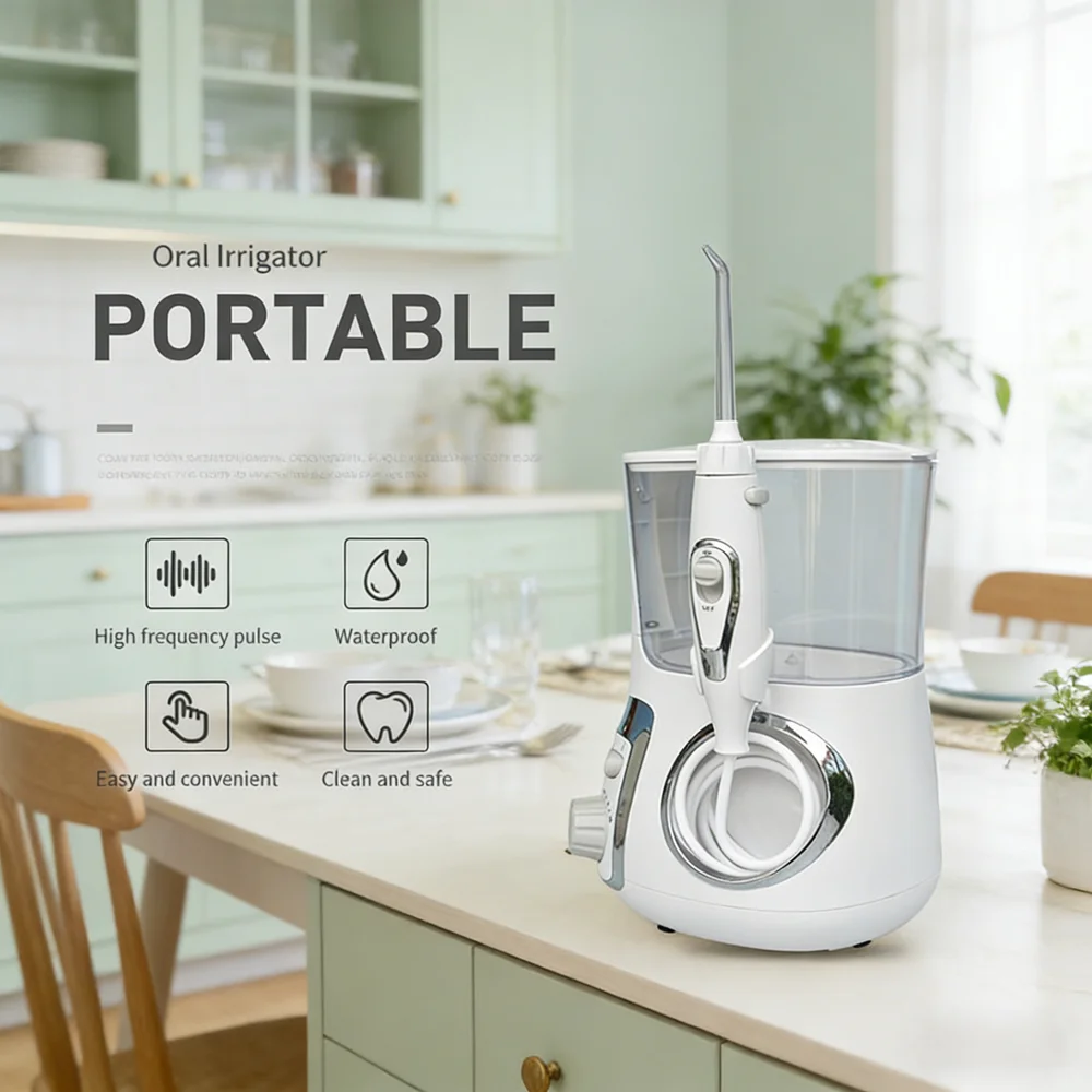 5 Nozzles 10 Modes Electric Desktop Water Flosser, High-Power Dental Water Jet Irrigator for Plaque Removal & Gum Health