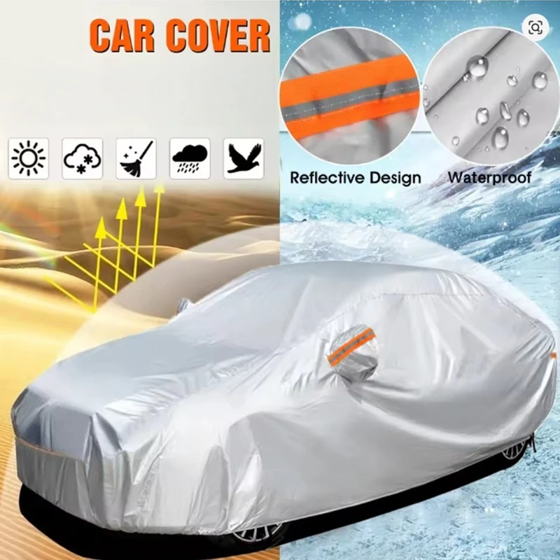 

Outdoor Universal Full Car Cover Sunscreen Rainproof Snowproof Thickened Car Accessories Tear Resistant Car Protective Cover