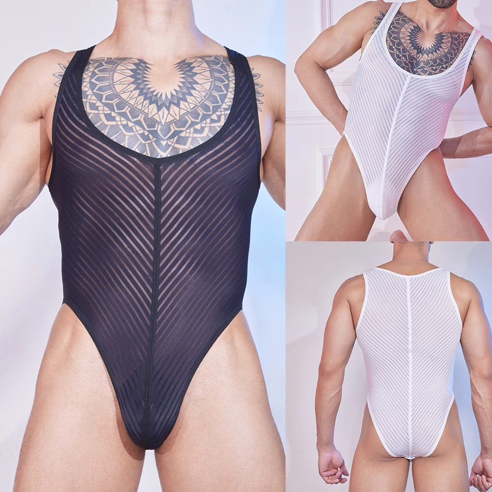 

Elastic Thong Bodysuit Mens Underwear Bodysuit Lingerie Brand New Condition Breathable Nylon Blend Classic Theme Style