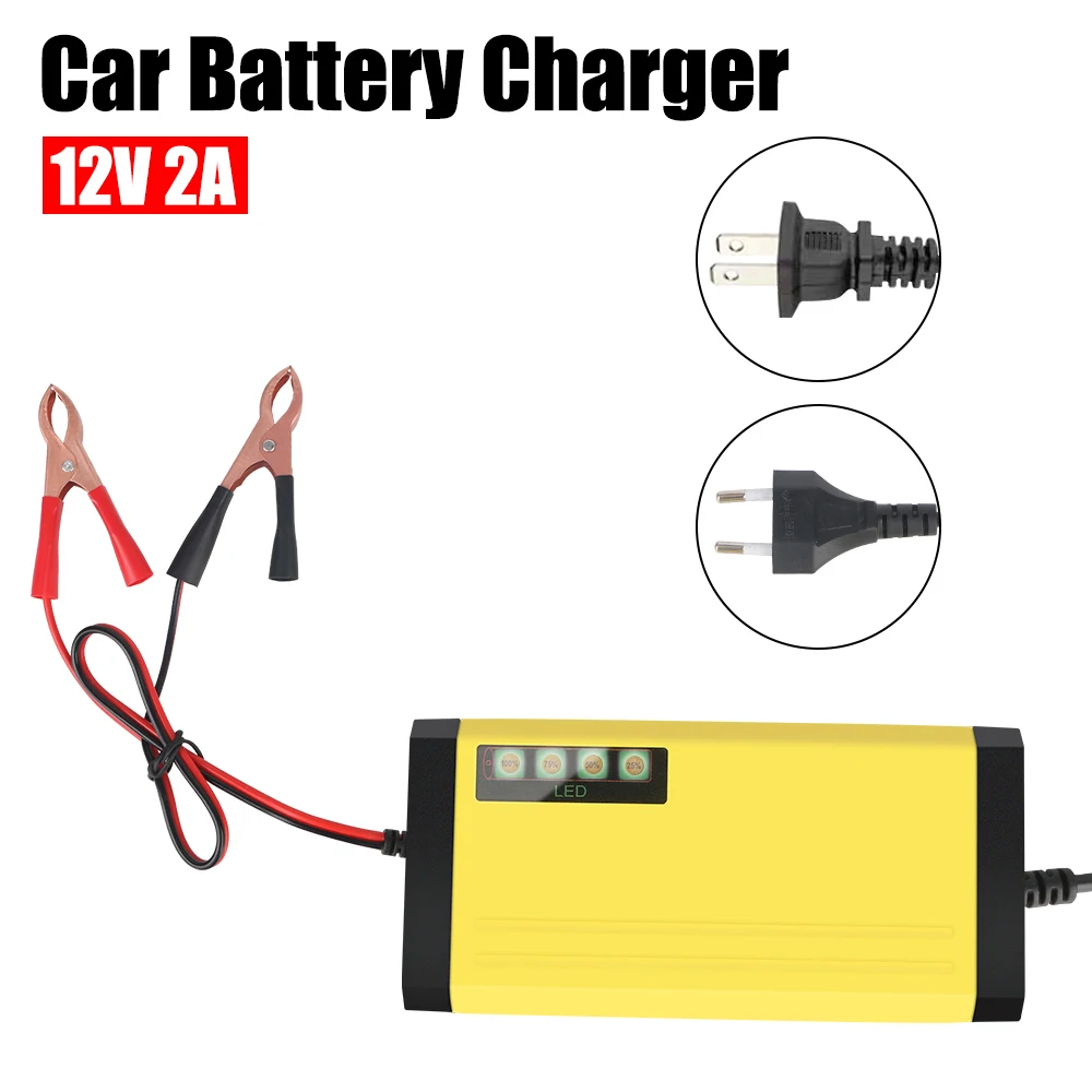 Moto Truck Battery Charger 12V 2A Wet Dry Lead Acid Battery 220V Power Puls Repair Charger LED Display Car Battery Charger