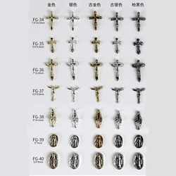 20PCS Vintage Retro Gold Silver Black Cross of Jesus Alloy Nail Art Rhinestones Decorations Manicure Ornaments Accessories
