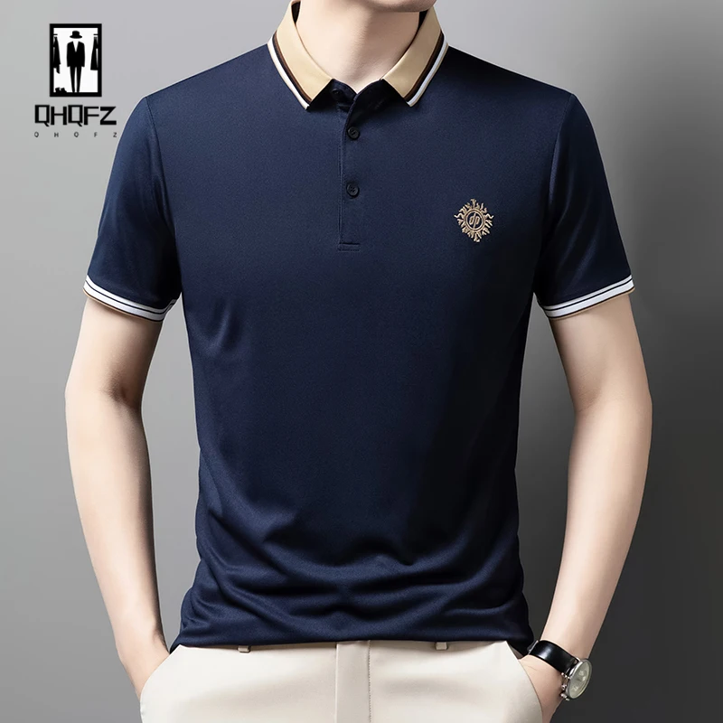 New Men's Casual and Fashionable Embroidered Short Sleeved Polo Shirt Comfortable Breathable and Versatile Summer Top