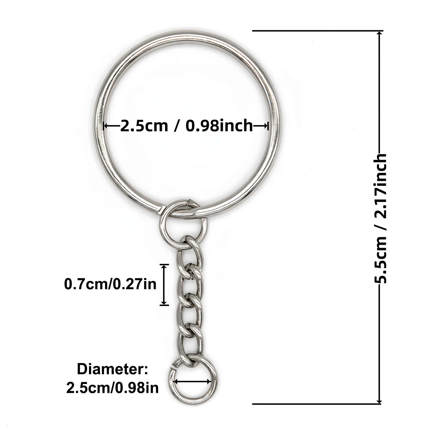 5Pcs Key Ring Key Chain Round Split Keyfob Keyrings With Jump Ring for Keychain Pendants DIY Jewelry Making Accessories