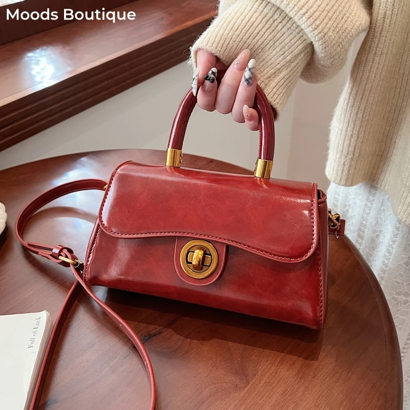 

Flap Shape Top-handle Bags For Women 2025 Latest Trends Designer Handbags Luxury Vintage Shoulder Crossbody Bags With Turn Lock