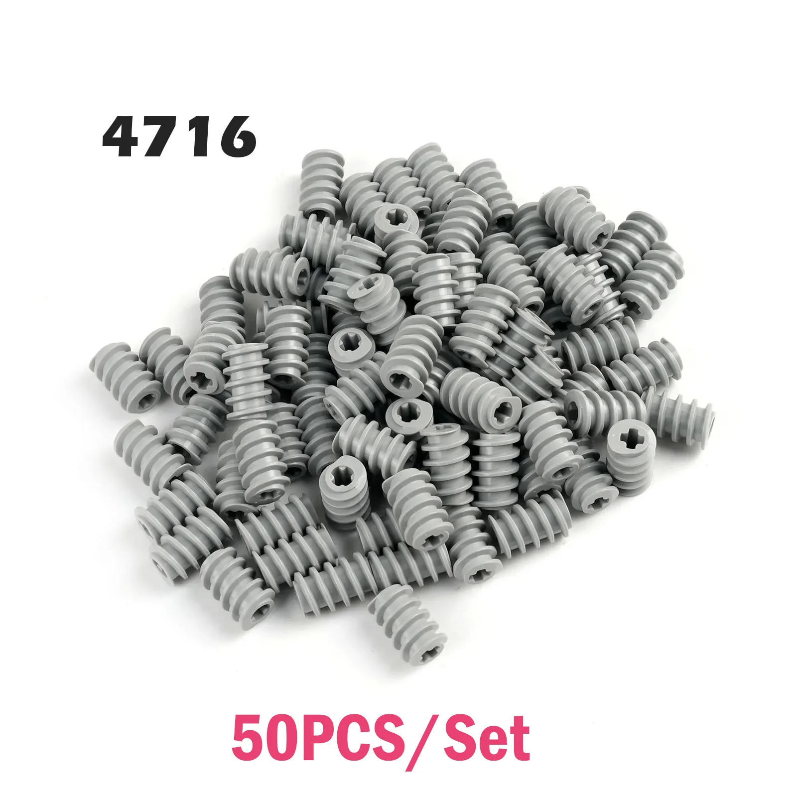 50PCS/Set Plastic Helical Gear 1x2 Worm Technology Building Blocks Parts 4716 Gear Assembly DIY Toys MOC Bricks Accessories
