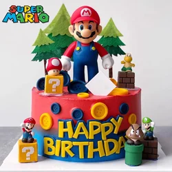 Super Mario Bros Cake Decoration Doll Set Anime Luigi Yoshi PVC Action Figures Toy Baby Shower Kids Birthday Party Ornaments