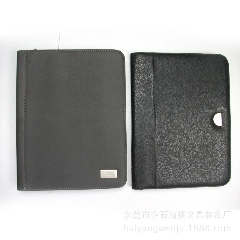 Multi Function Leather A4 Business Folder with Built in Calculator, Pen Holder and Card Slots for Office Meetings, Client