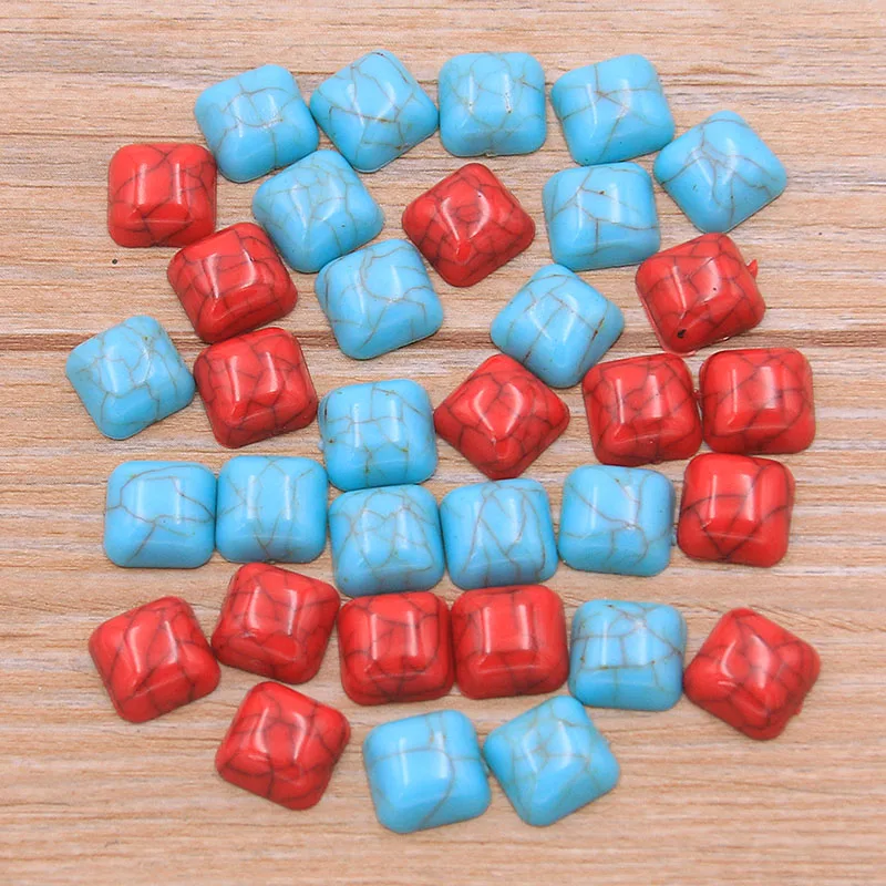 20Pcs 10mm 2021 New Two Color Flat Bottom Drill Square Acrylic Cabochons Jewelry Settings For Bracelet Earrings Accessories