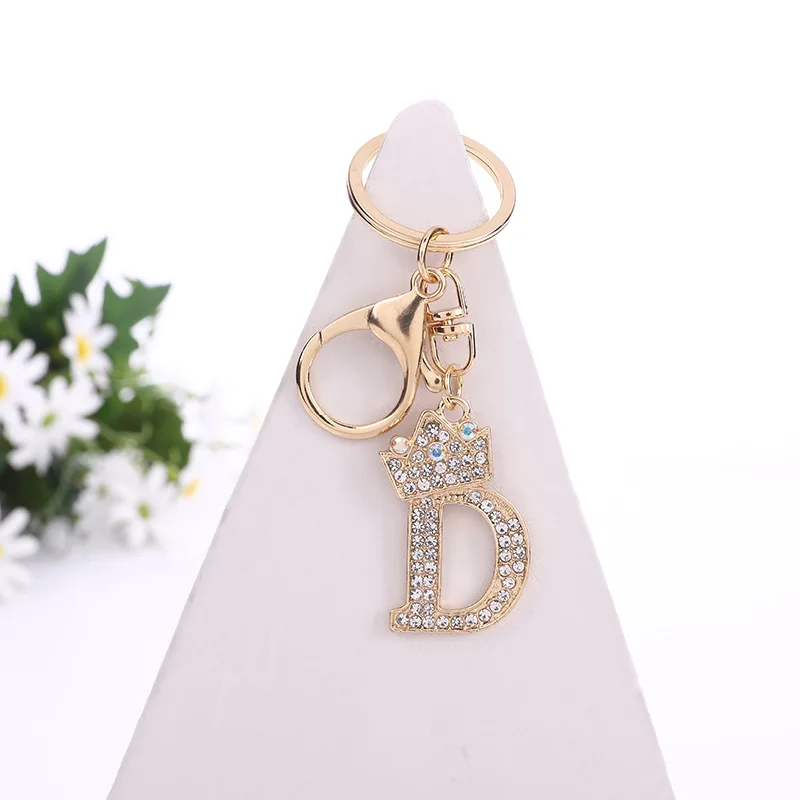

Luxury Crown 26 Letters ABCDE-UVWXYZ Name Metal Keyring Fashion Shining Rhinestone Keychain Gift