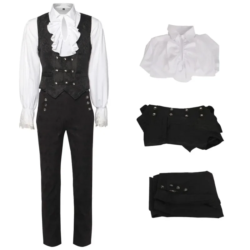 

Gothic Medieval Victorian Edwardian Shirt Vest Pants Frock Costume New Men Steampunk Renaissance Prince Halloween Cosplay Outfit