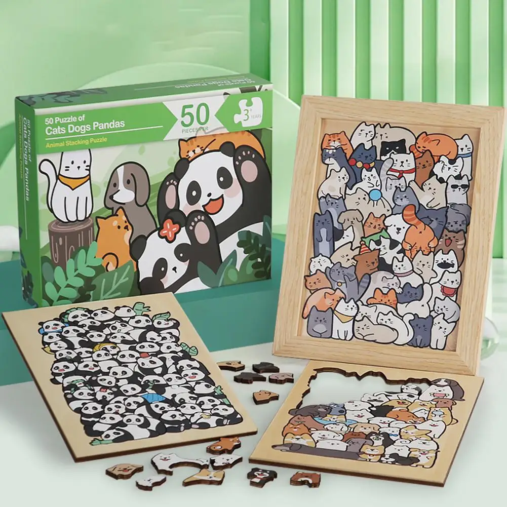 

Деревянные головоломки IQ, домашний декор, креативные подарки, панда, кошка, собака, головоломка специальной формы с животными, строительный блок, креативная игрушка в подарок