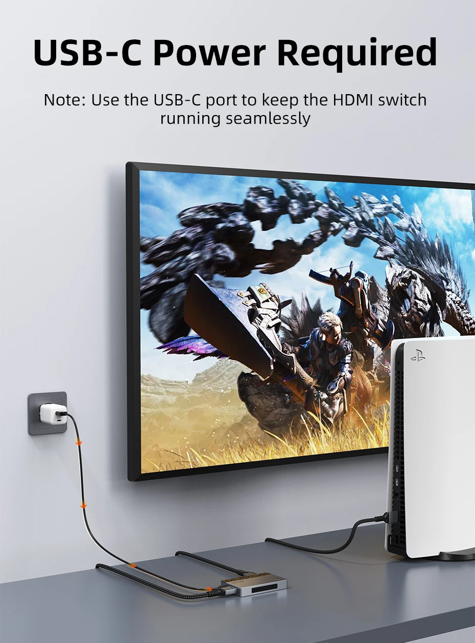 CABLETIME 3-in-1-HDMI-Umschalter 4K 60 Hz HDMI-Splitter für HDTV Xiaomi Mi Box PS5 3-in-1-Ausgang HDMI-Schalter für Laptop MacBook – Detail 7