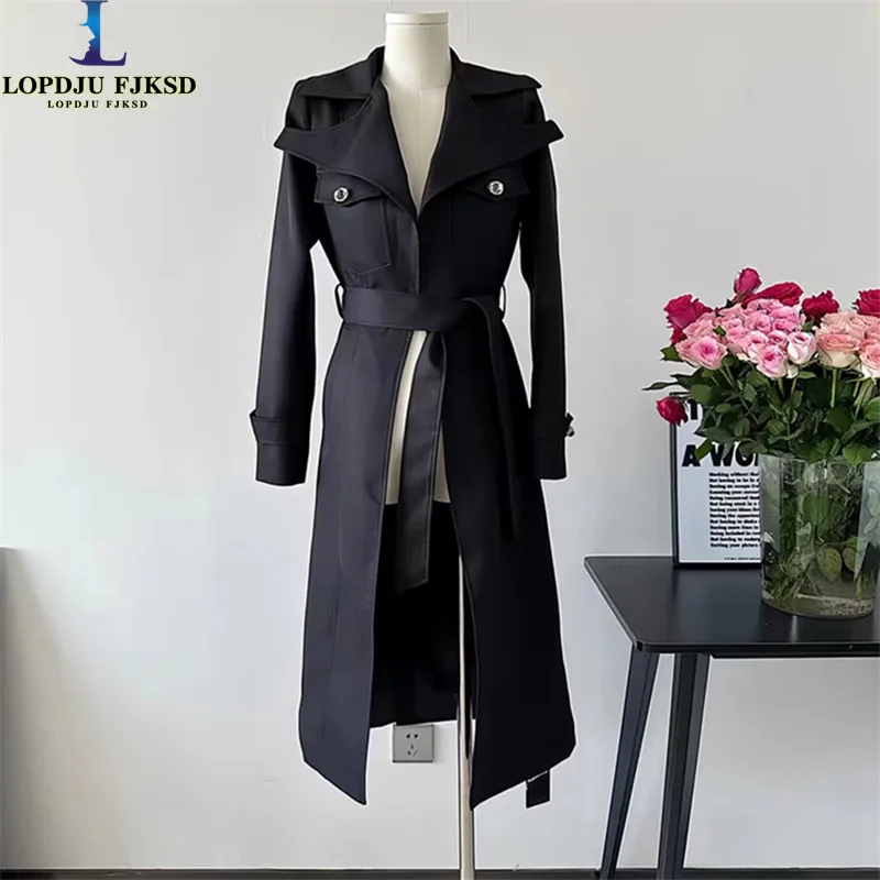 

Women's Trench Coat, Adjustable Waist Windbreaker,Loose Overcoat, Female England Style, New in Coats, Spring,Autumn,2024