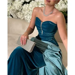Customized Chapel Train Formal Evening Gown for Women A-line Strapless Sweetheart Collar Modern Long Prom Party Dresses فساتين م