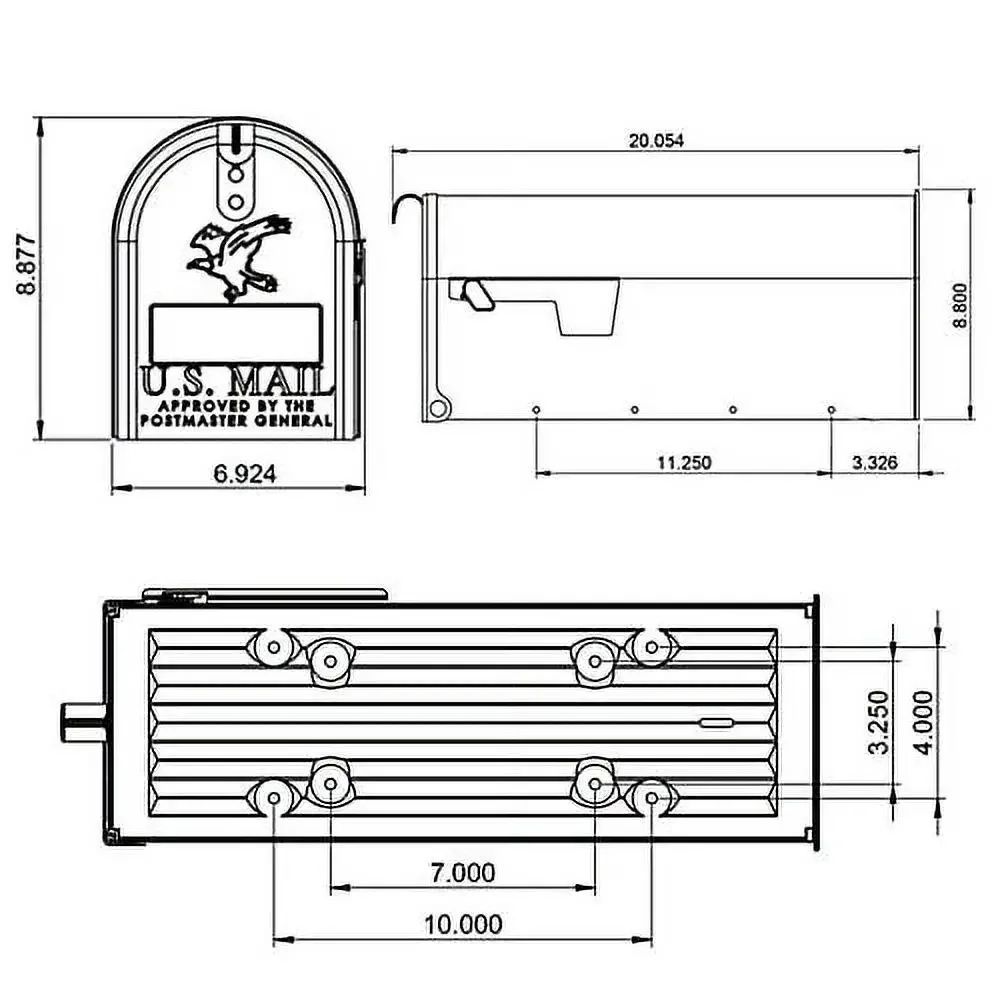 Medium Black Steel Post Mount Mailbox Rust Resistant Classic Eagle Embossed Adjustable Door latch Address Numbers Glossy Finish