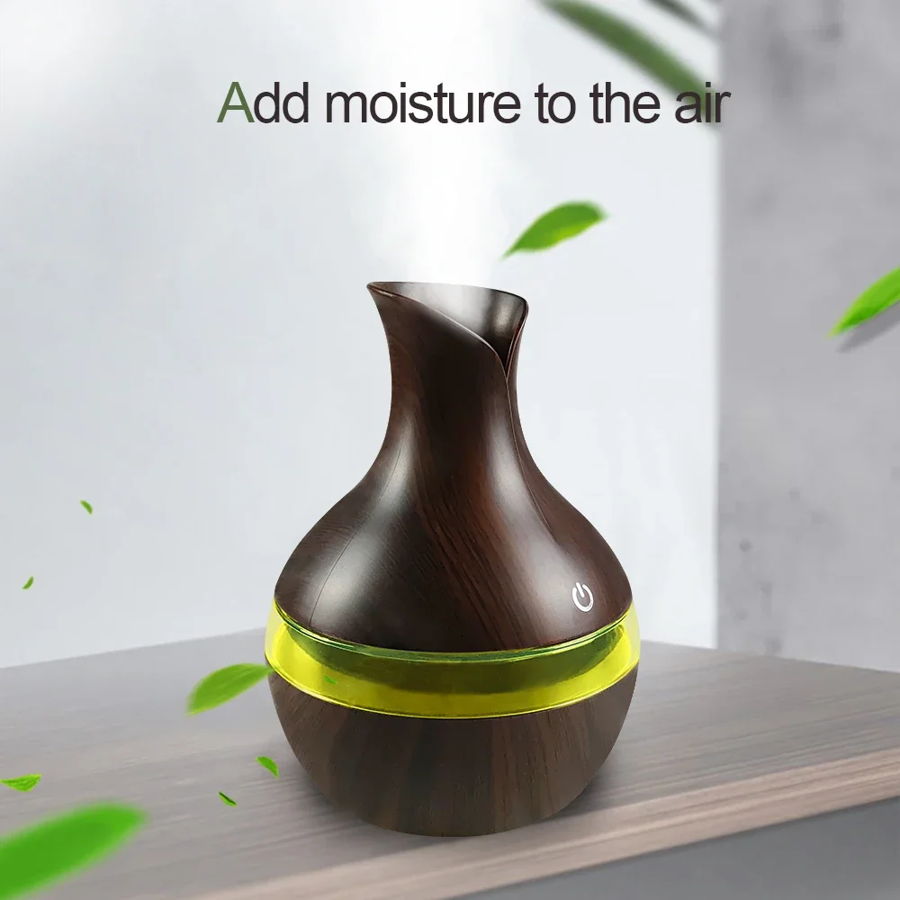 Wooden USB Humidifier 300ml with 2 Soothing Oils for Desk, Home & Travel