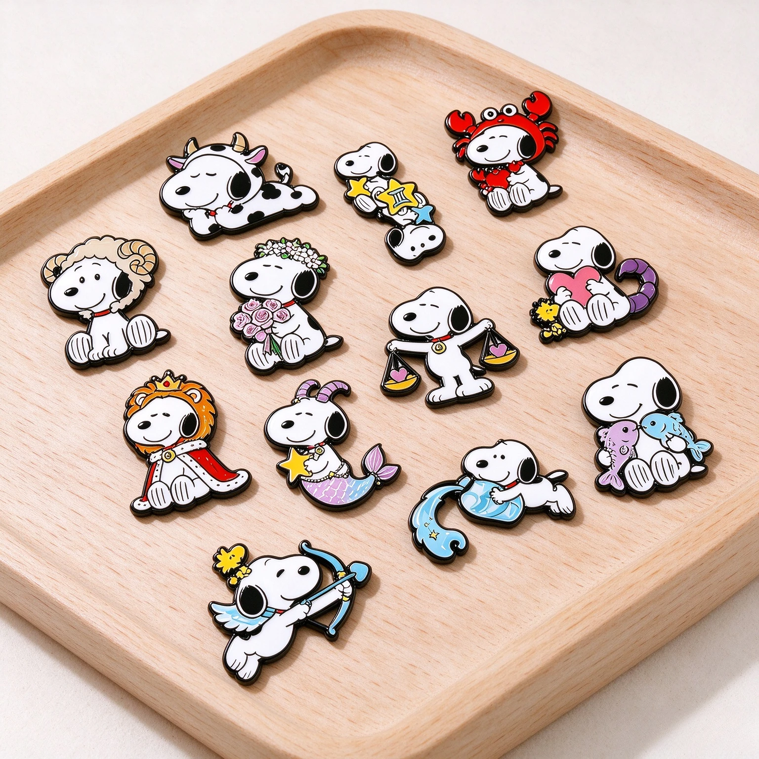 Cute 12 Constellation Puppy Enamel Brooch Zodiac Sign Metal Lapel Pins Badge Backpack Clothing Accessory Collectible Gift
