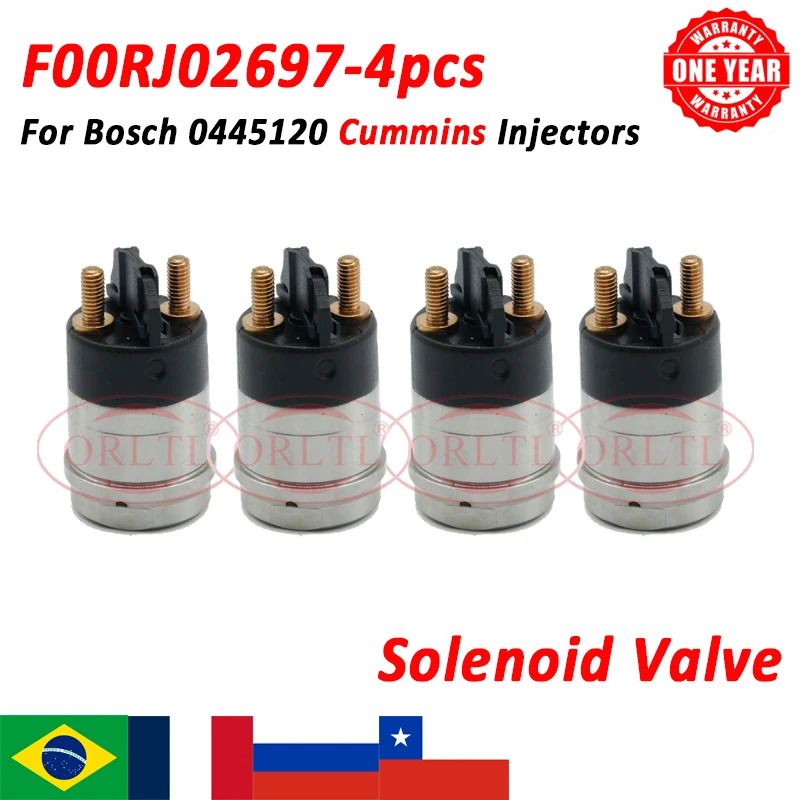 ORLTL 4pcs Injector Solenoid Valve F00RJ02697 For Cummins 0445120007 120008 120012 120070 120059 120240 120250 120273 120140