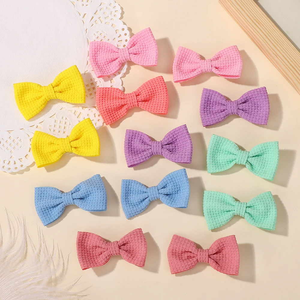 20 Stück zufällige Farbe Mädchen Feste Waffelmuster Haarnadeln Haarbögen Clips Haarklammern Haarspangen Kleinkinder Kinder Haarschmuck