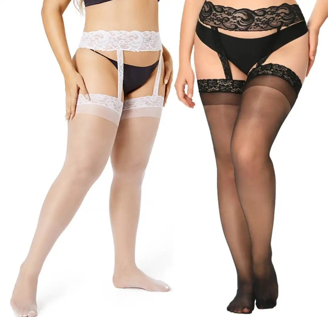 

Sexy One-Piece Silk Stoings for plus Size Women 200 Pou Extra Large Strap Design Long Tube Sos Trendy Women's Faion