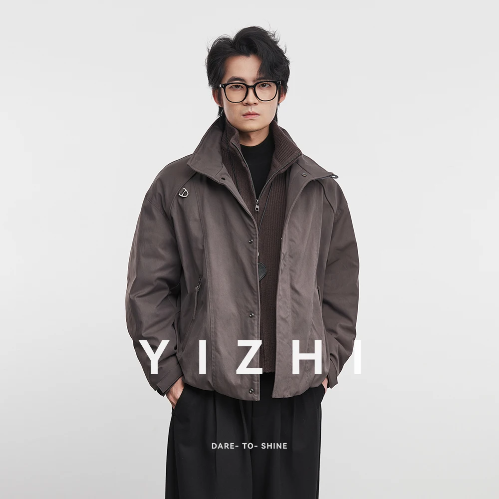 

Модный мужской пуховик из искусственного двух предметов с воротником-стойкой, зима 2025, новая свободная повседневная рабочая одежда, теплая верхняя одежда на белом утином пуху, топ