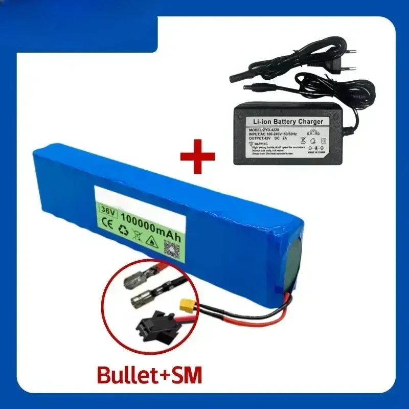 36V 100Ah 18650 Rechargeable Lithium Battery Pack 10S3P 1000W Power Modified Bicycle Scooter Electric Vehicle with BMS+Charger