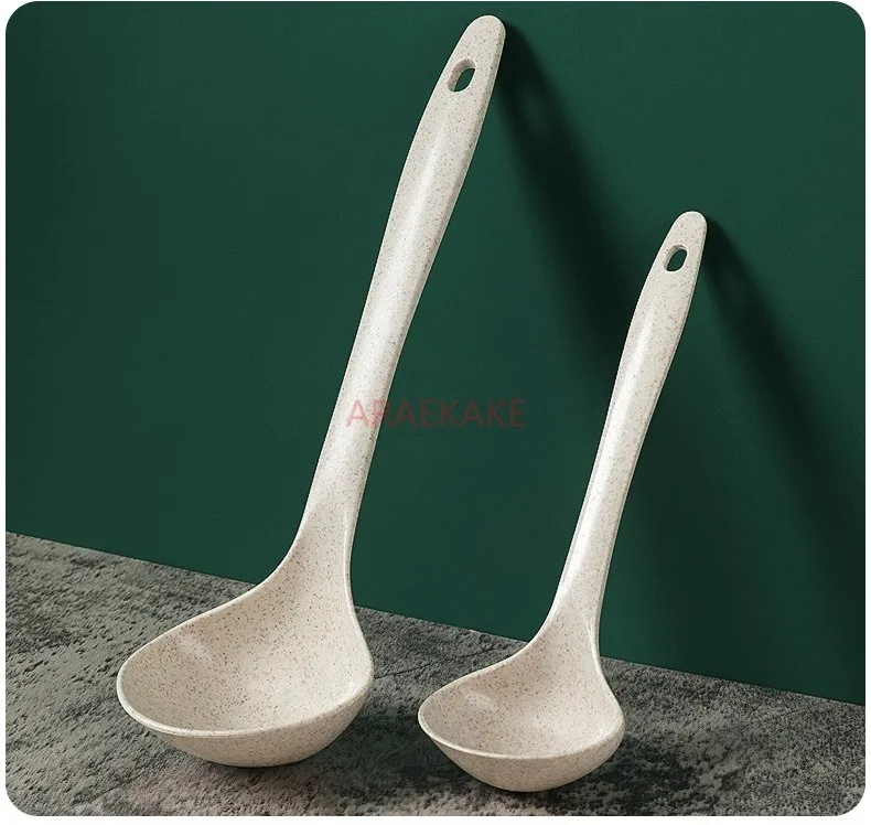 ارتفاع درجة الحرارة مقاومة ألياف القمح مقبض طويل ملعقة كبيرة المنزلية Congee ملعقة صغيرة ملعقة بلاستيكية